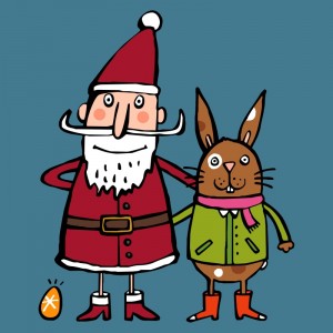 Santa Claus und Osterhase (Illustration: Anja Boretzki)